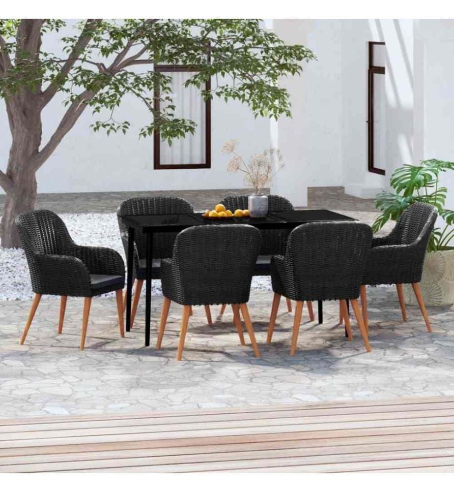 7-tlg. Garten-Essgruppe mit Kissen Schwarz