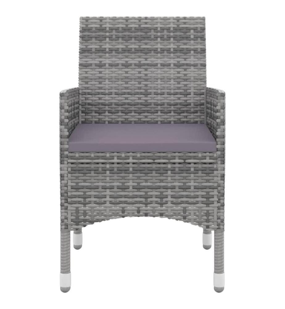 3-tlg. Garten-Essgruppe mit Auflagen Poly Rattan und Glas
