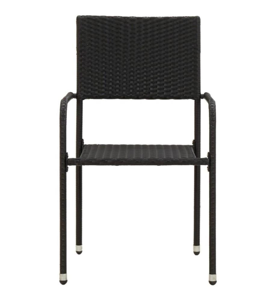 3-tlg. Garten-Essgruppe Poly Rattan Schwarz