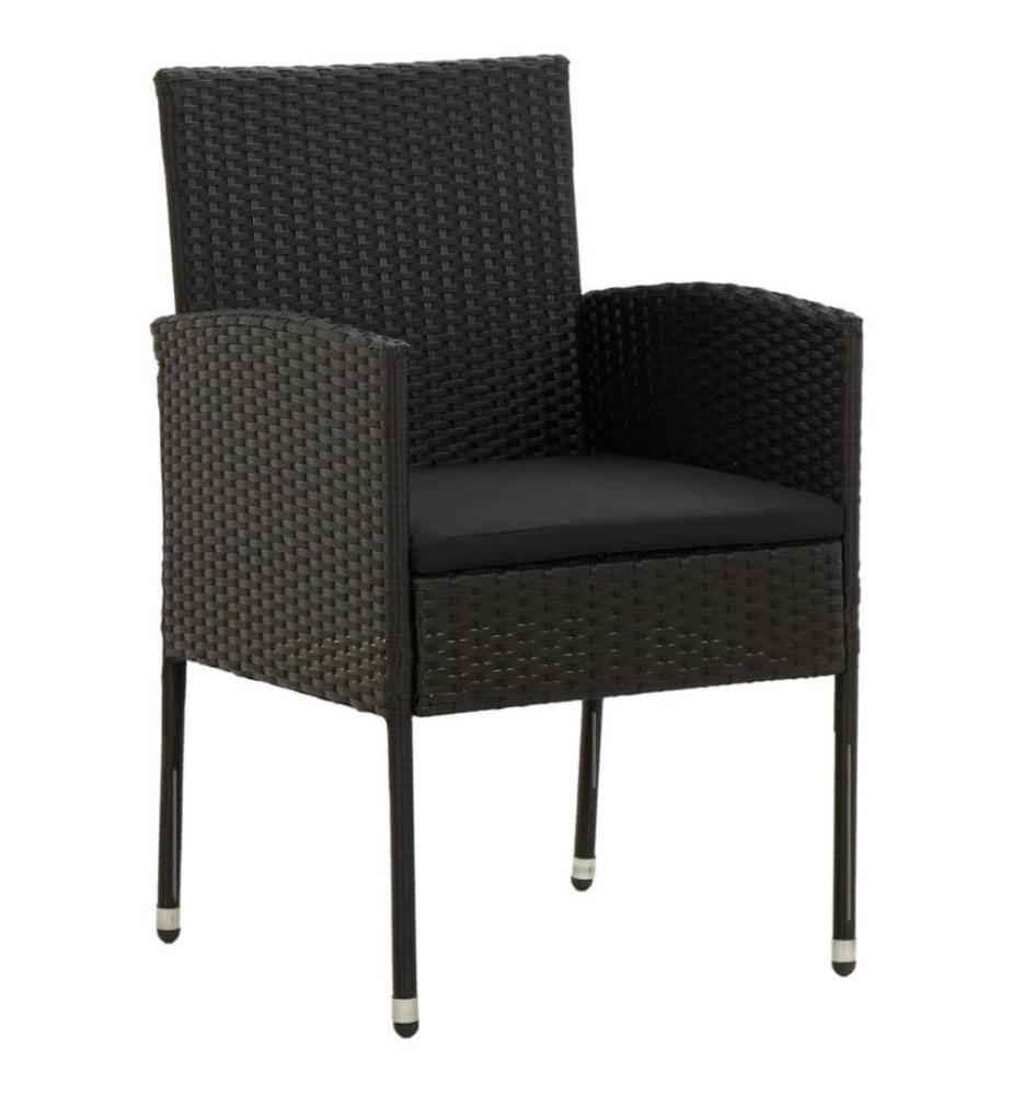 3-tlg. Garten-Essgruppe Poly Rattan Schwarz