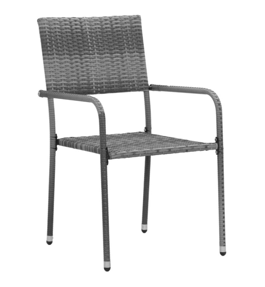 7-tlg. Garten-Essgruppe Poly Rattan Grau