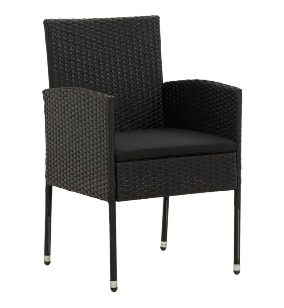 7-tlg. Garten-Essgruppe Poly Rattan Schwarz