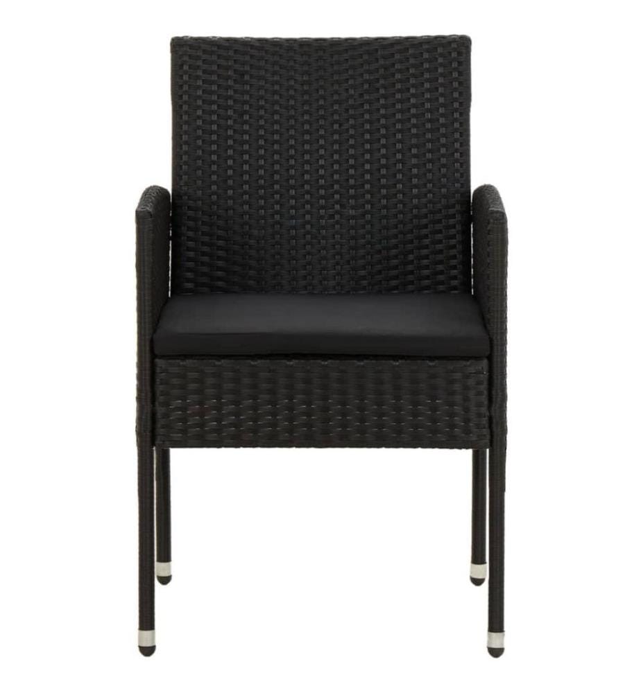 9-tlg. Garten-Essgruppe Poly Rattan Schwarz