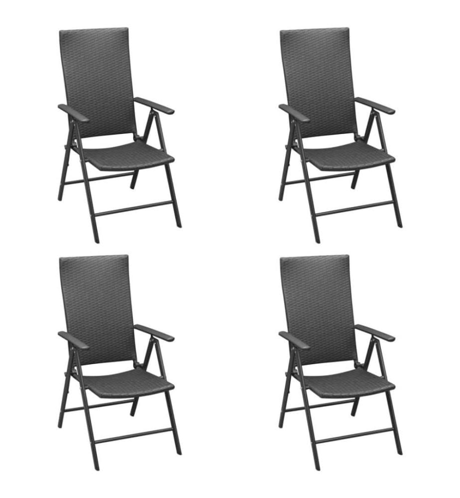 5-tlg. Garten-Essgruppe Schwarz Poly Rattan