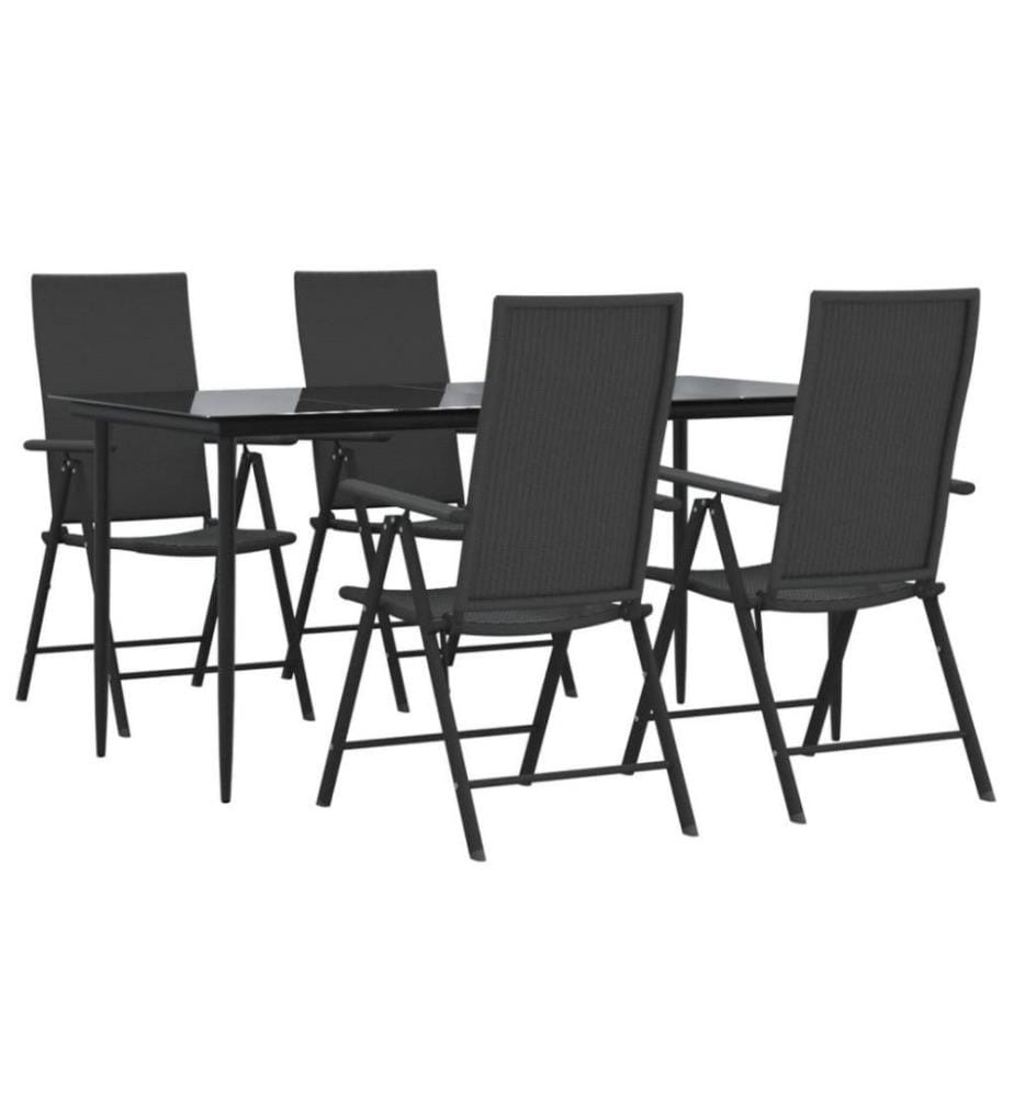 5-tlg. Garten-Essgruppe Schwarz Poly Rattan