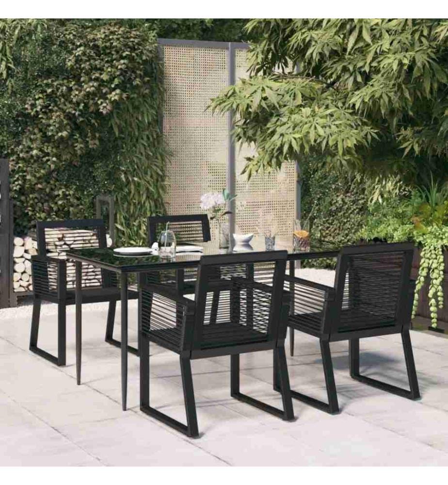 5-tlg. Garten-Essgruppe Schwarz PVC Rattan