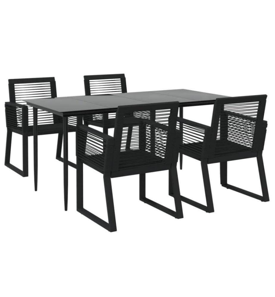 5-tlg. Garten-Essgruppe Schwarz PVC Rattan
