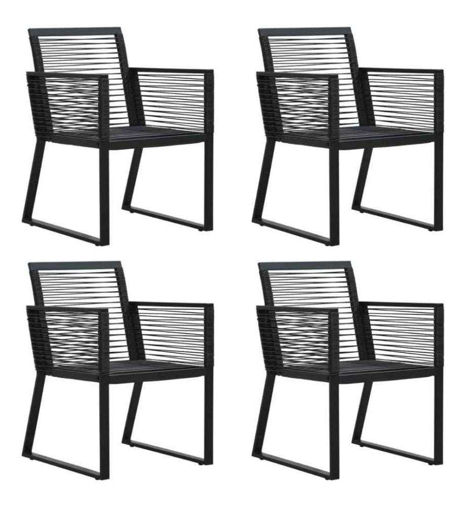 5-tlg. Garten-Essgruppe Schwarz PVC Rattan