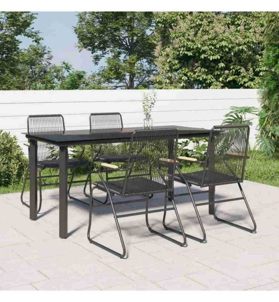5-tlg. Garten-Essgruppe Schwarz PVC Rattan