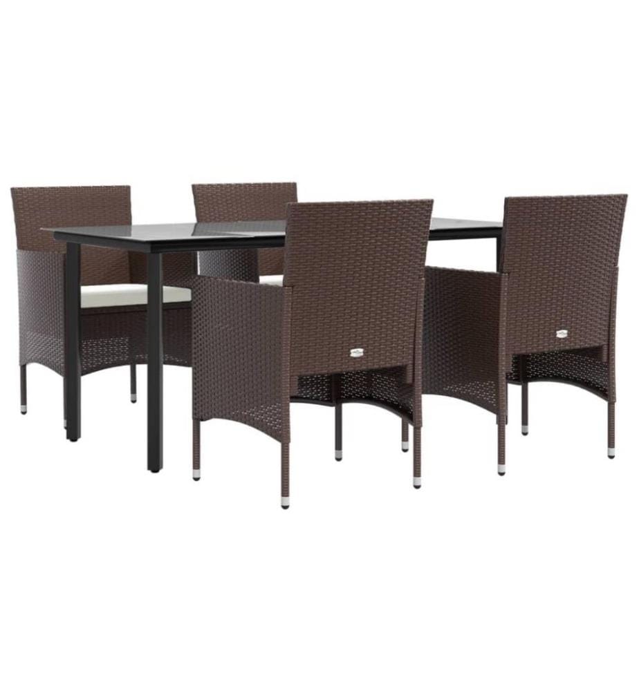 5-tlg. Garten-Essgruppe mit Kissen Braun und Schwarz