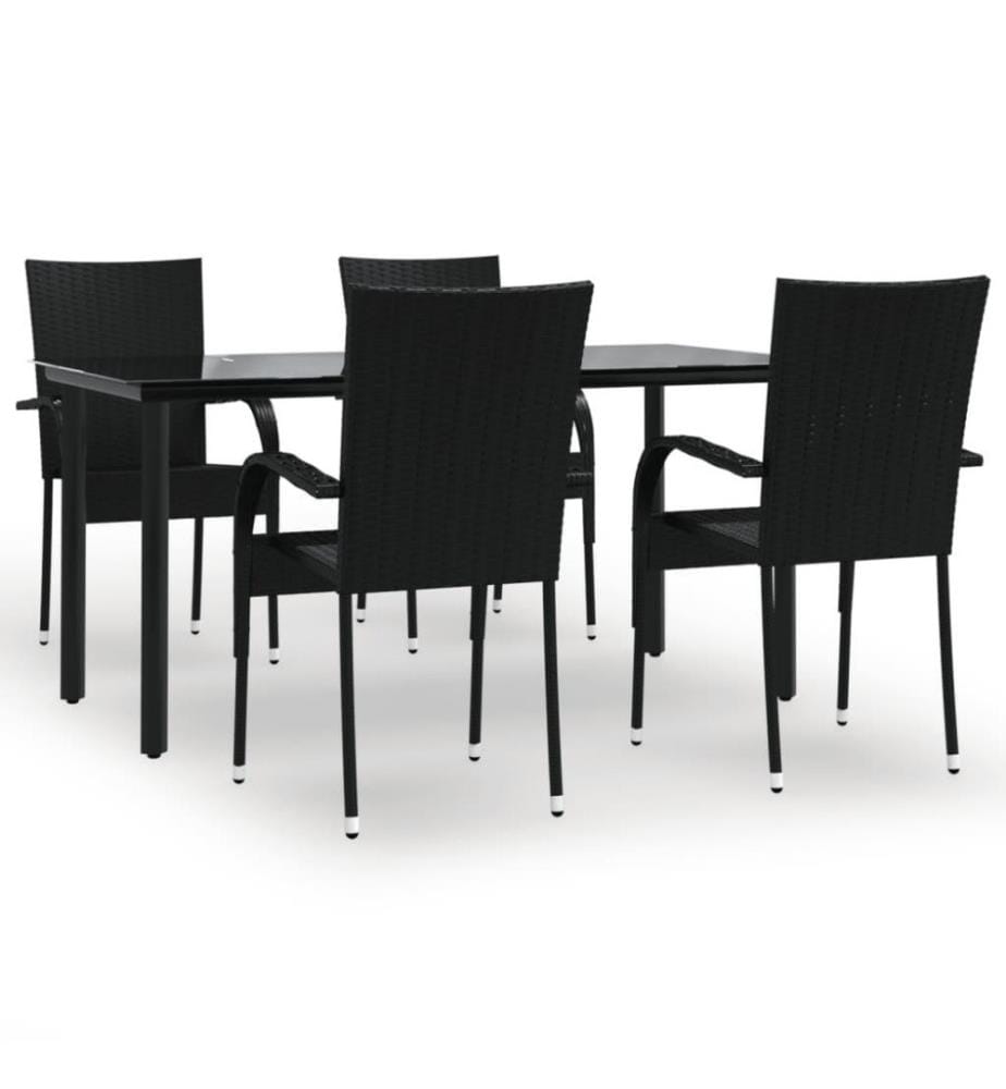 5-tlg. Garten-Essgruppe Schwarz Poly Rattan
