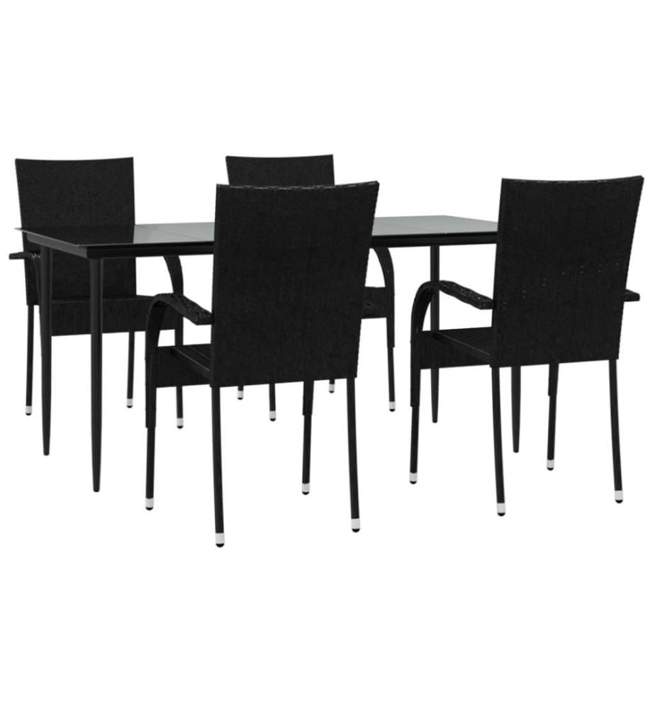 5-tlg. Garten-Essgruppe Schwarz Poly Rattan
