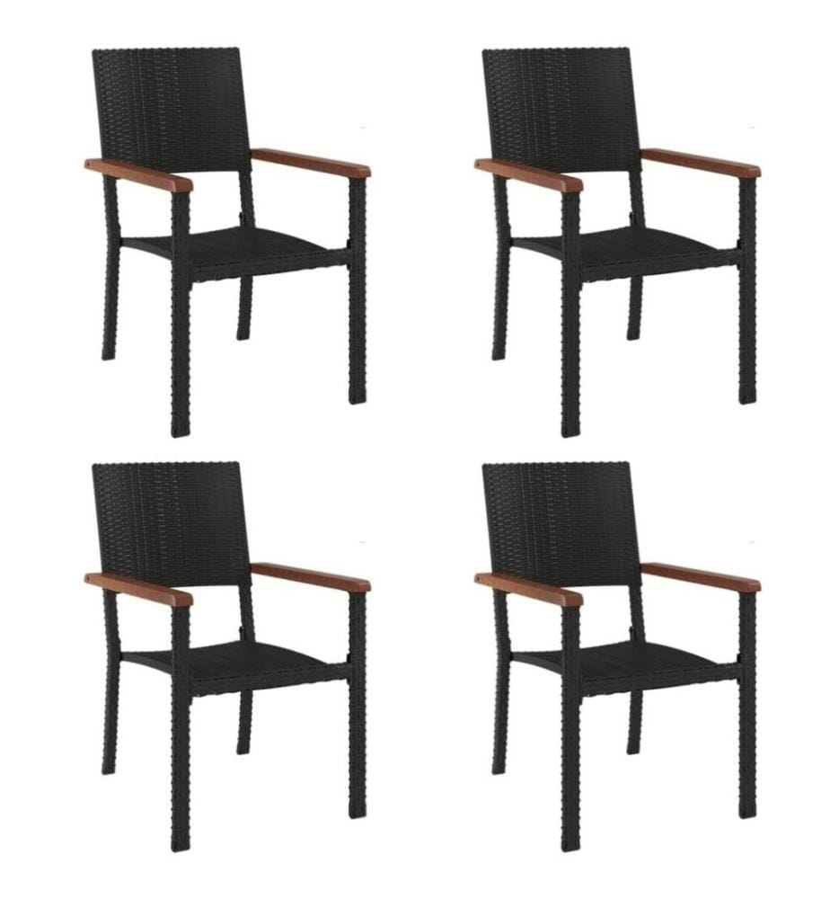 5-tlg. Garten-Essgruppe Schwarz Poly Rattan