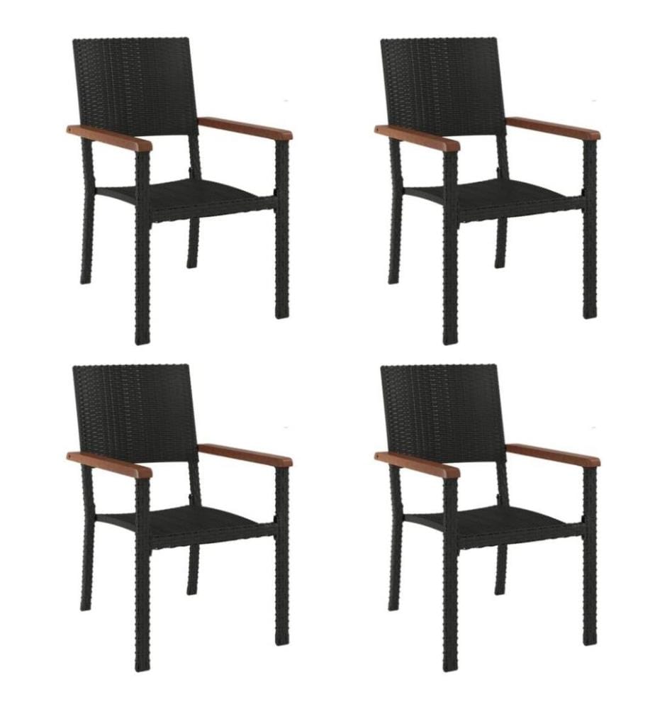 5-tlg. Garten-Essgruppe Schwarz Poly Rattan