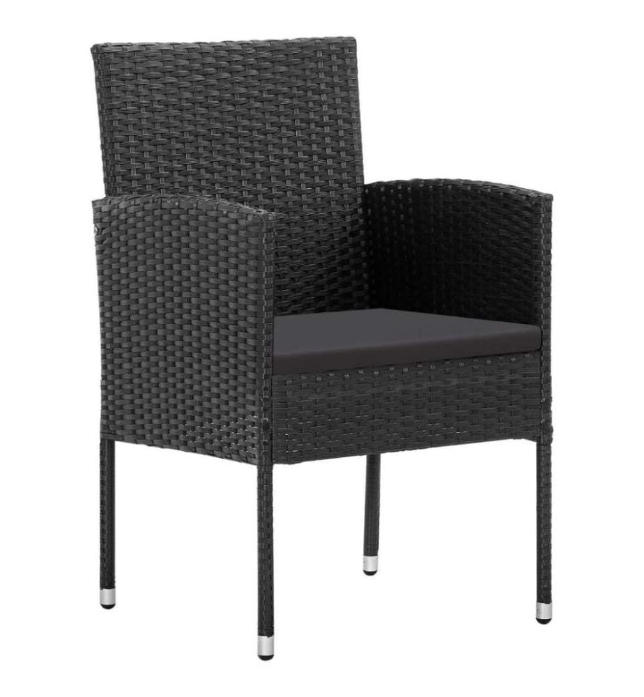 5-tlg. Garten-Essgruppe mit Kissen Schwarz Poly Rattan