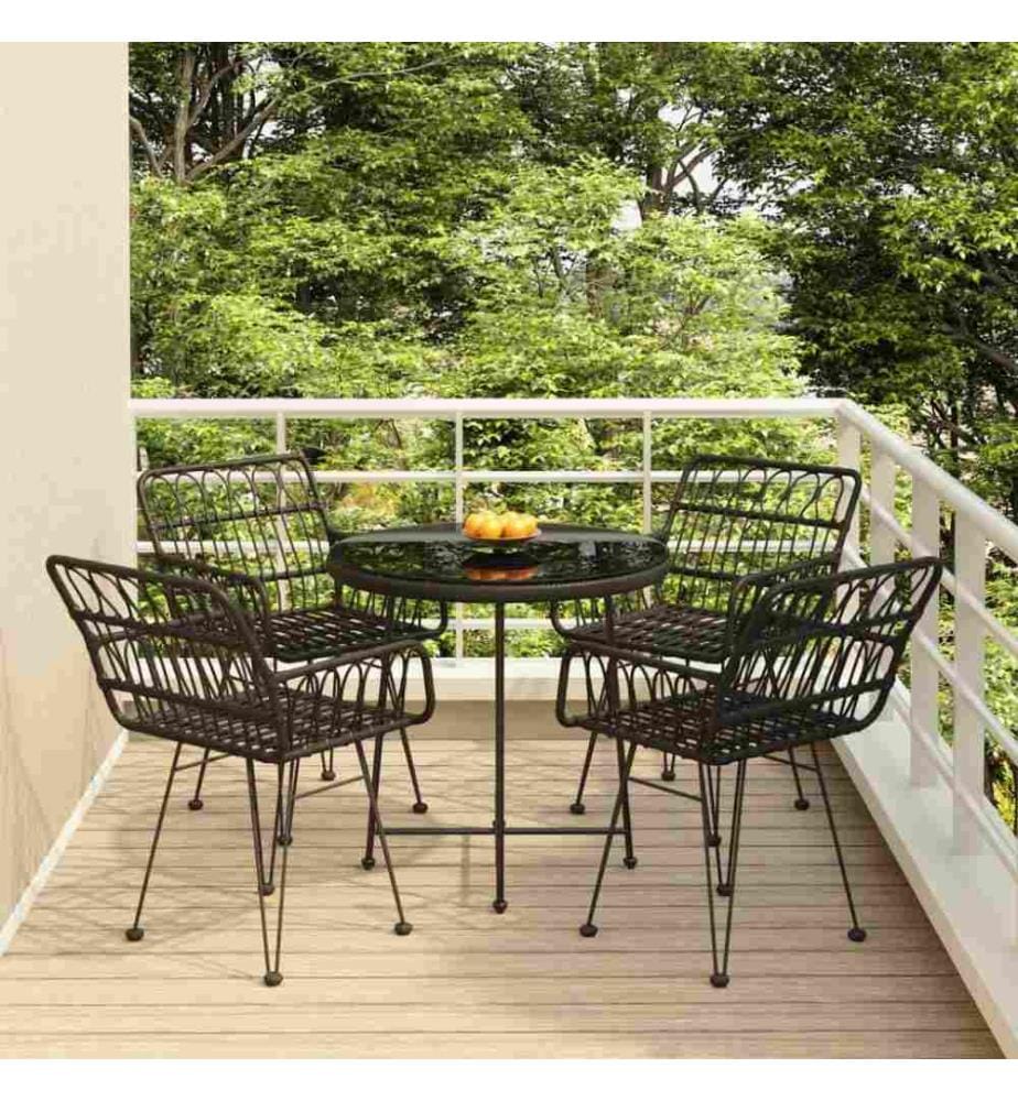 5-tlg. Garten-Essgruppe Schwarz Poly Rattan