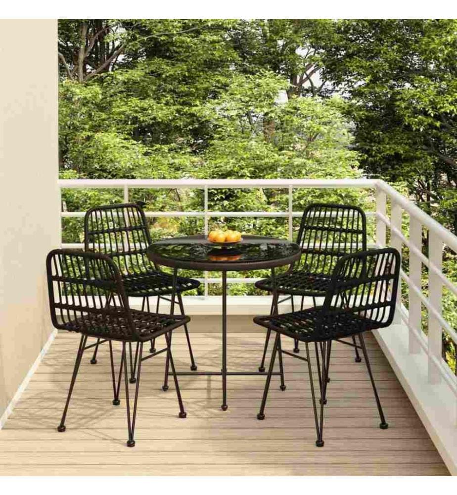 5-tlg. Garten-Essgruppe Schwarz Poly Rattan