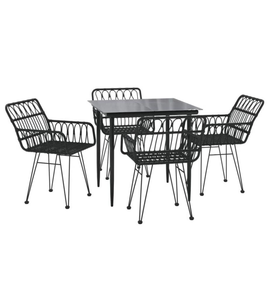 5-tlg. Garten-Essgruppe Schwarz Poly Rattan