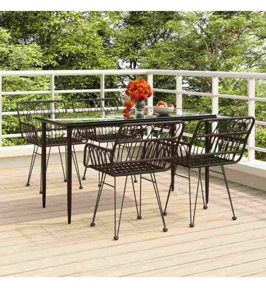5-tlg. Garten-Essgruppe Schwarz Poly Rattan