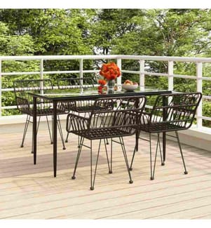 5-tlg. Garten-Essgruppe Schwarz Poly Rattan