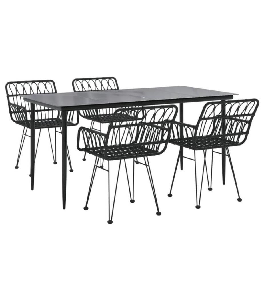 5-tlg. Garten-Essgruppe Schwarz Poly Rattan