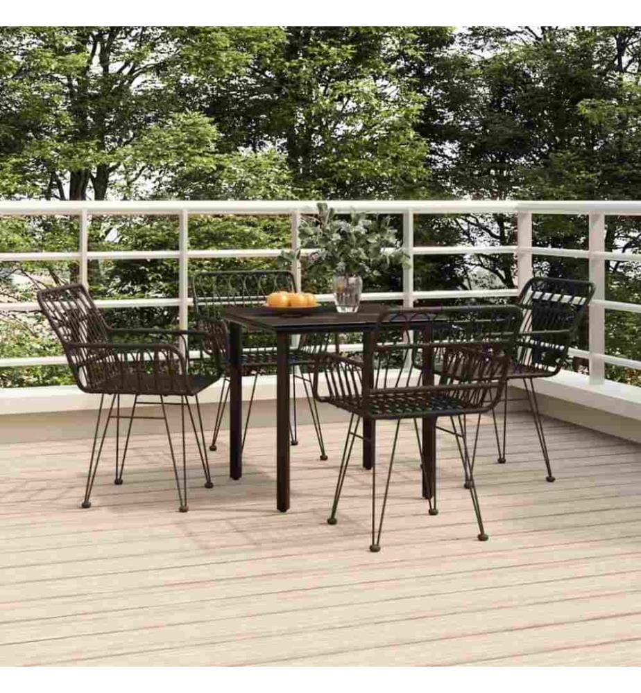 5-tlg. Garten-Essgruppe Schwarz Poly Rattan