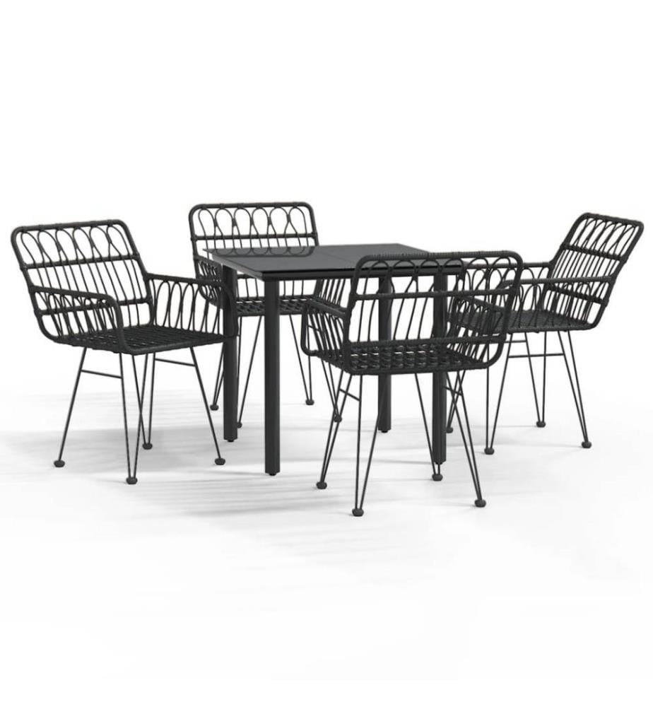 5-tlg. Garten-Essgruppe Schwarz Poly Rattan