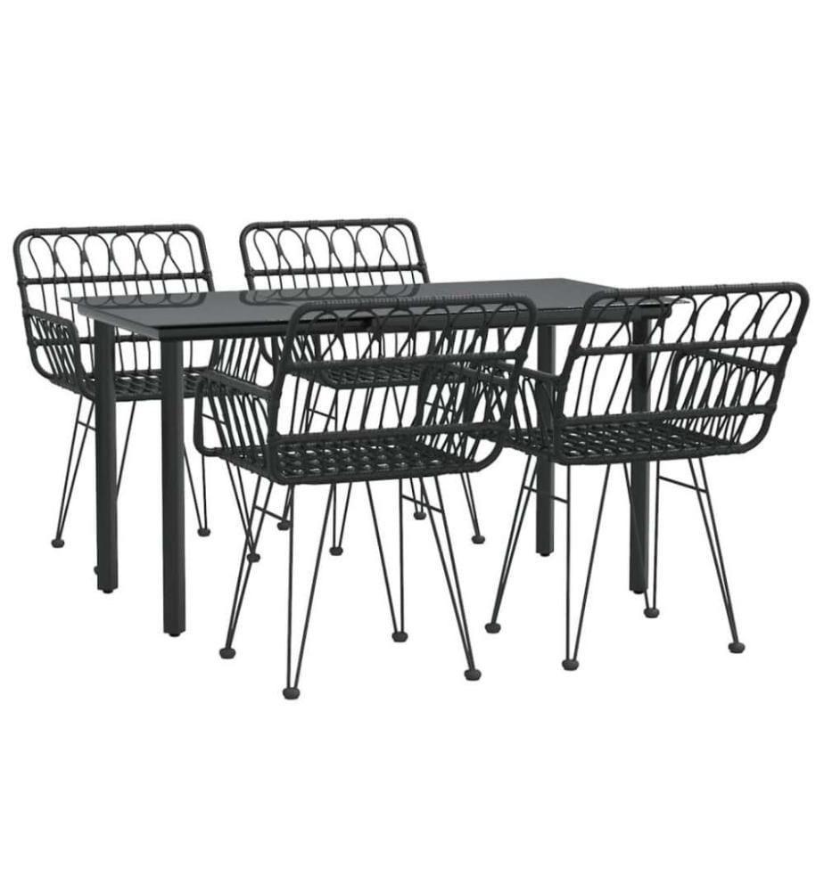 5-tlg. Garten-Essgruppe Schwarz Poly Rattan