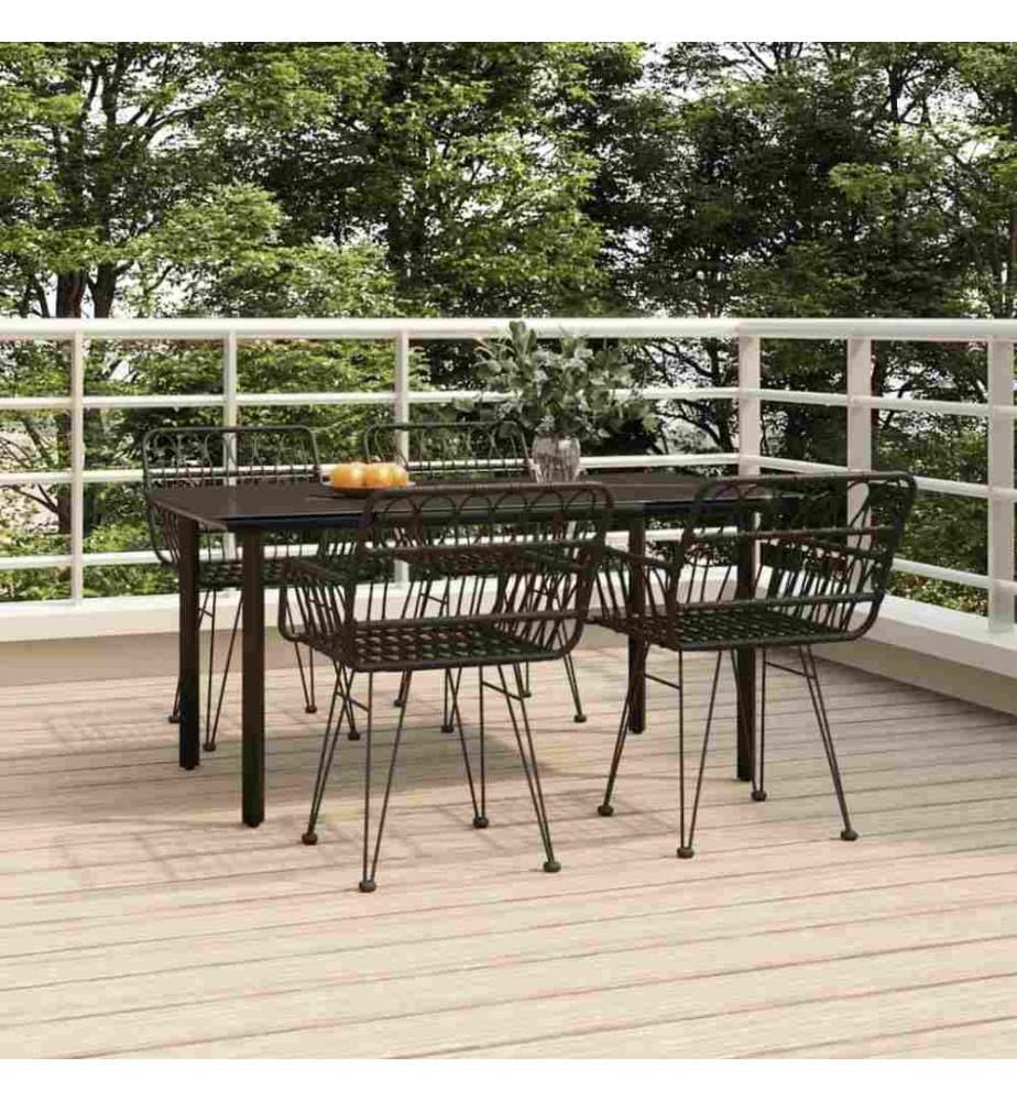 5-tlg. Garten-Essgruppe Schwarz Poly Rattan