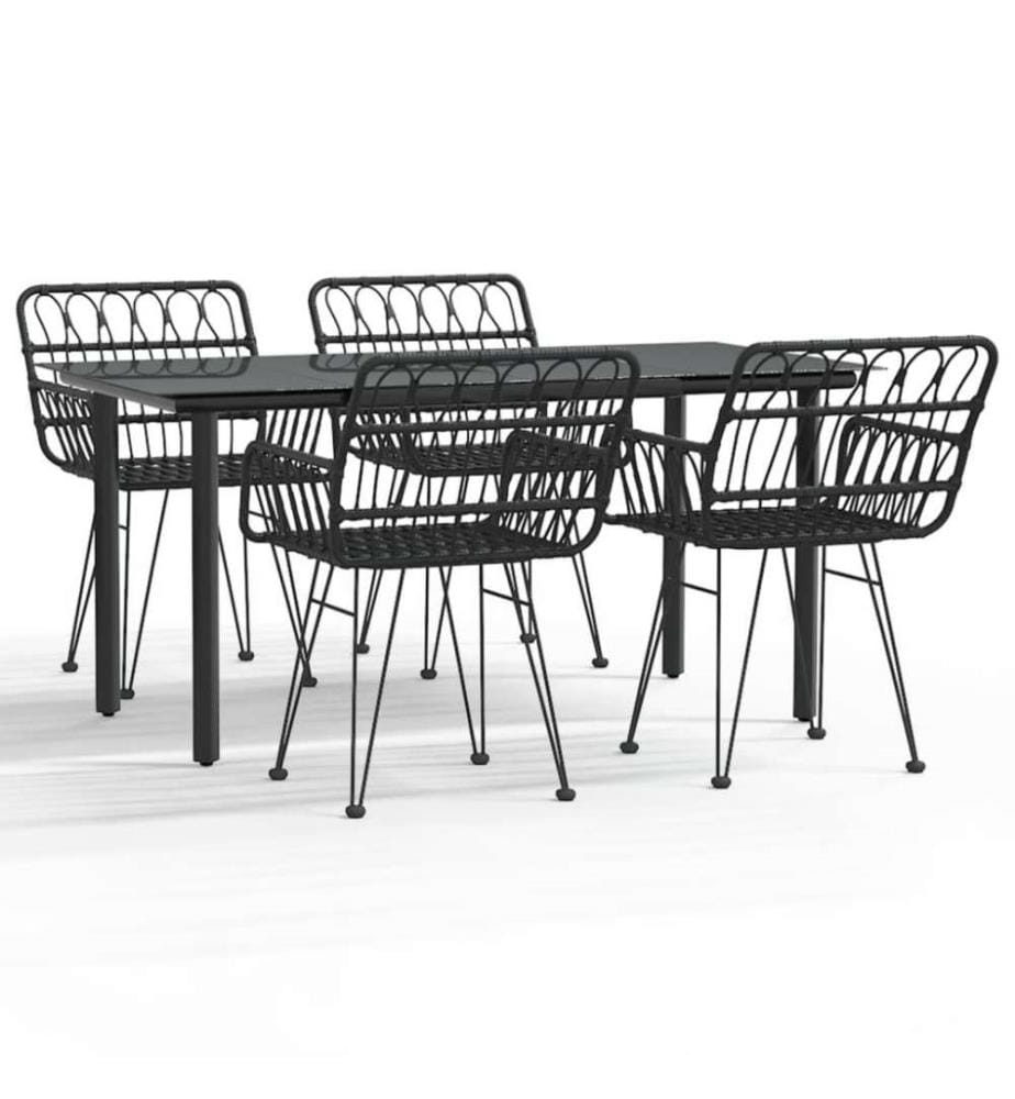 5-tlg. Garten-Essgruppe Schwarz Poly Rattan
