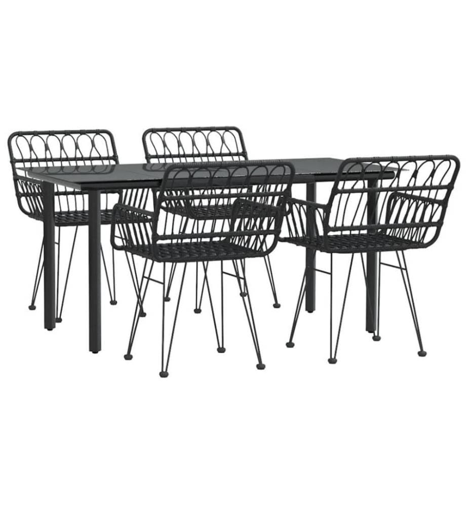 5-tlg. Garten-Essgruppe Schwarz Poly Rattan