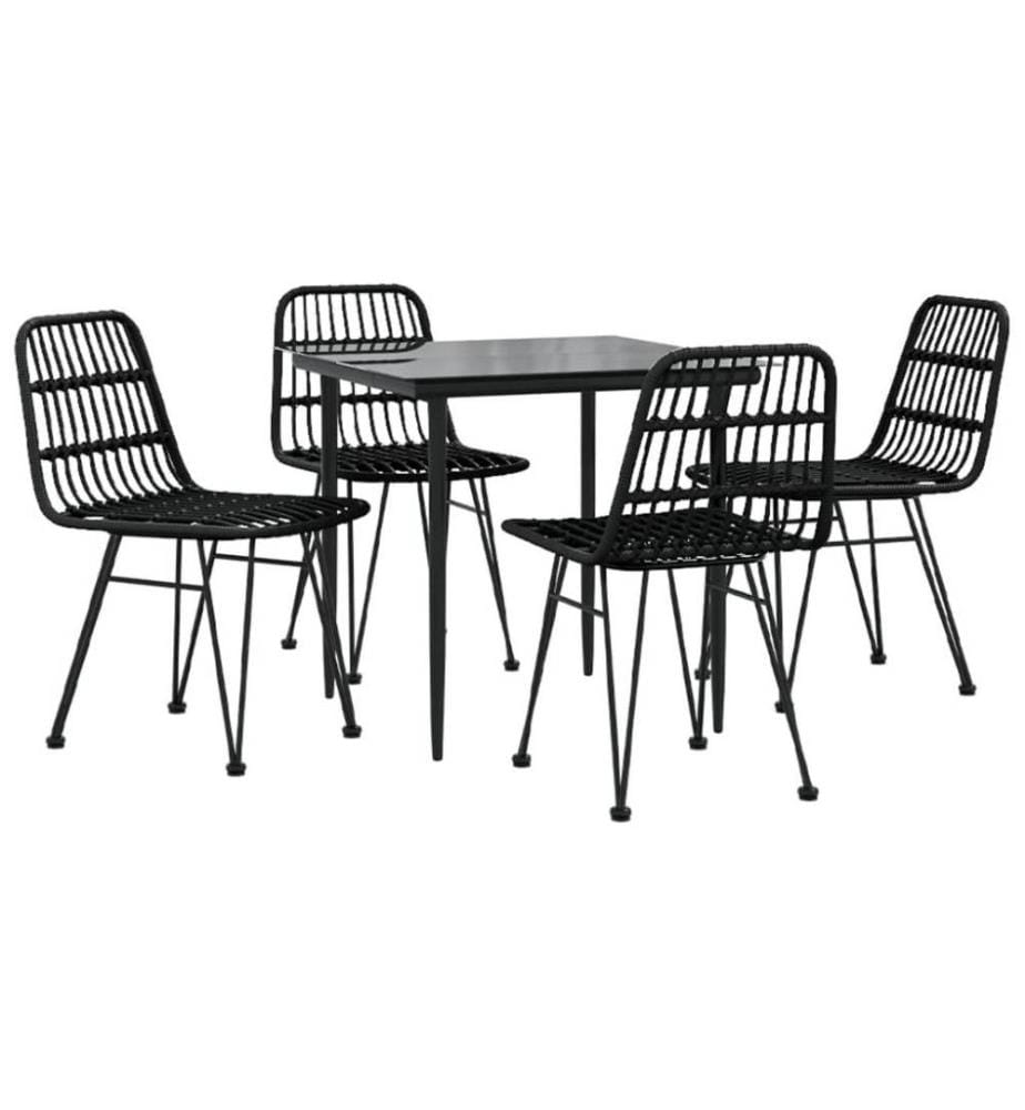 5-tlg. Garten-Essgruppe Schwarz Poly Rattan