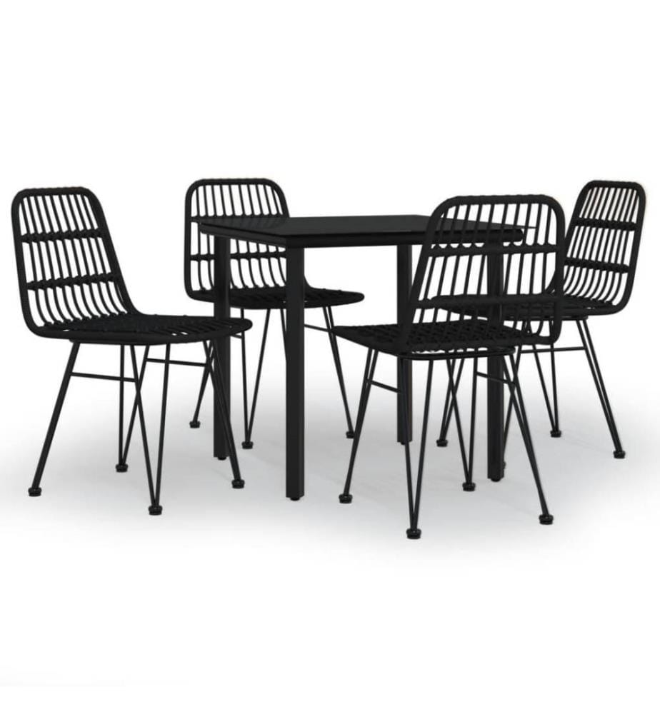 5-tlg. Garten-Essgruppe Schwarz Poly Rattan