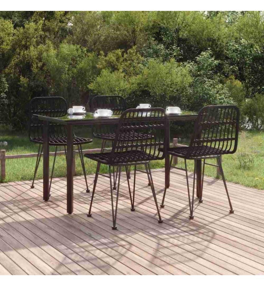 5-tlg. Garten-Essgruppe Schwarz Poly Rattan