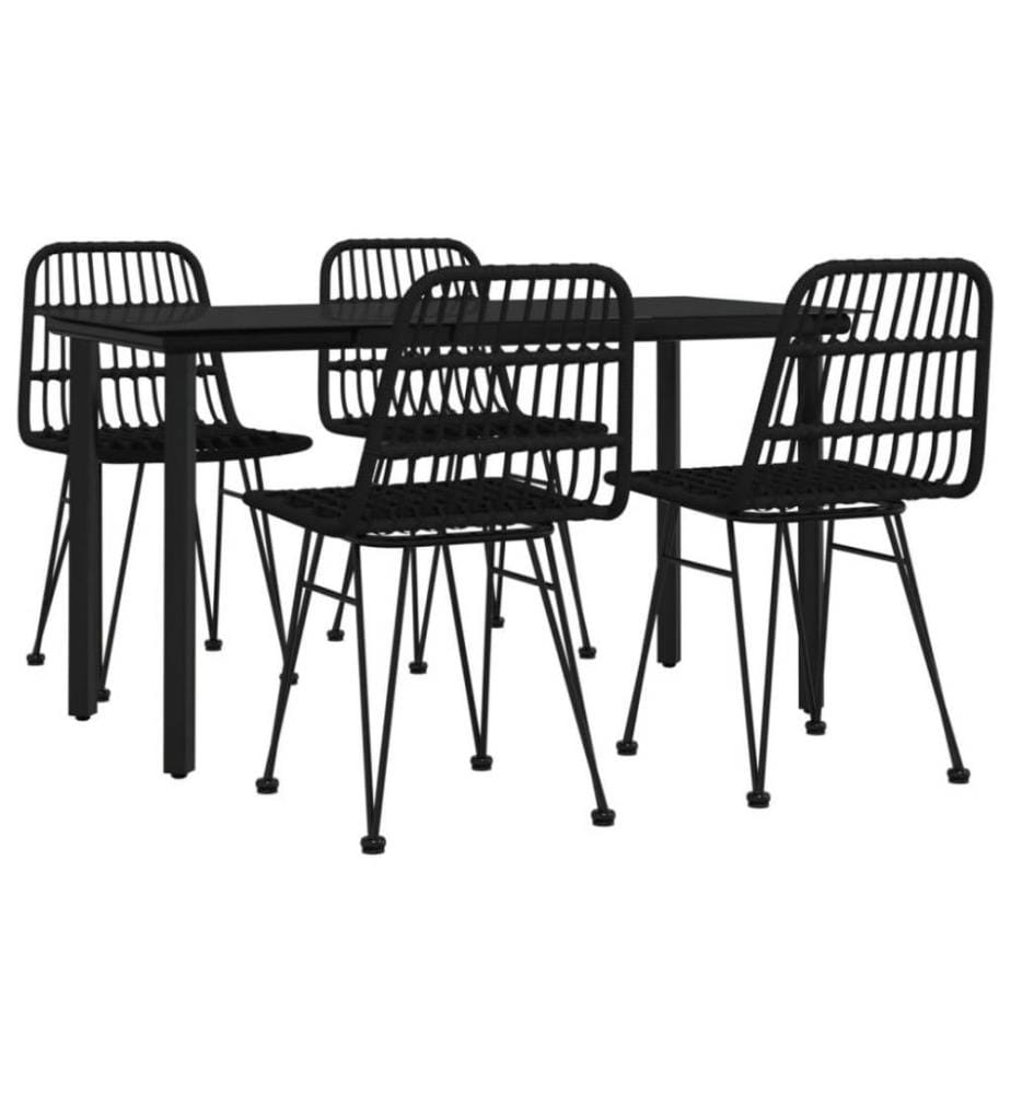 5-tlg. Garten-Essgruppe Schwarz Poly Rattan
