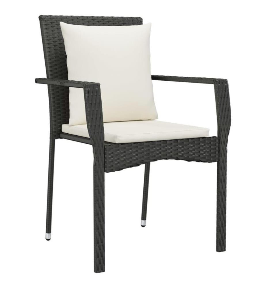 9-tlg. Garten-Essgruppe mit Kissen Schwarz Poly Rattan