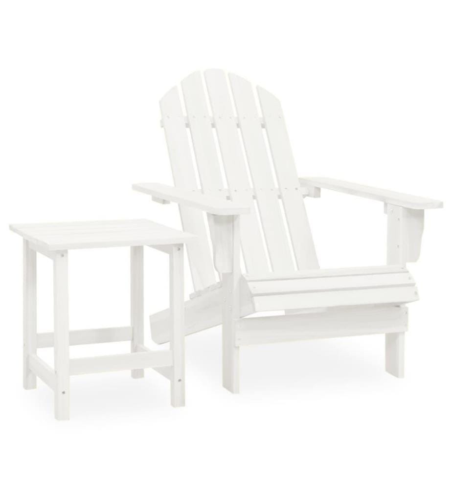 Adirondack-Gartenstuhl mit Tisch Massivholz Tanne Weiss