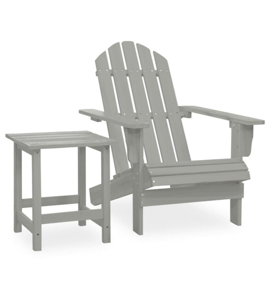 Adirondack-Gartenstuhl mit Tisch Massivholz Tanne Grau