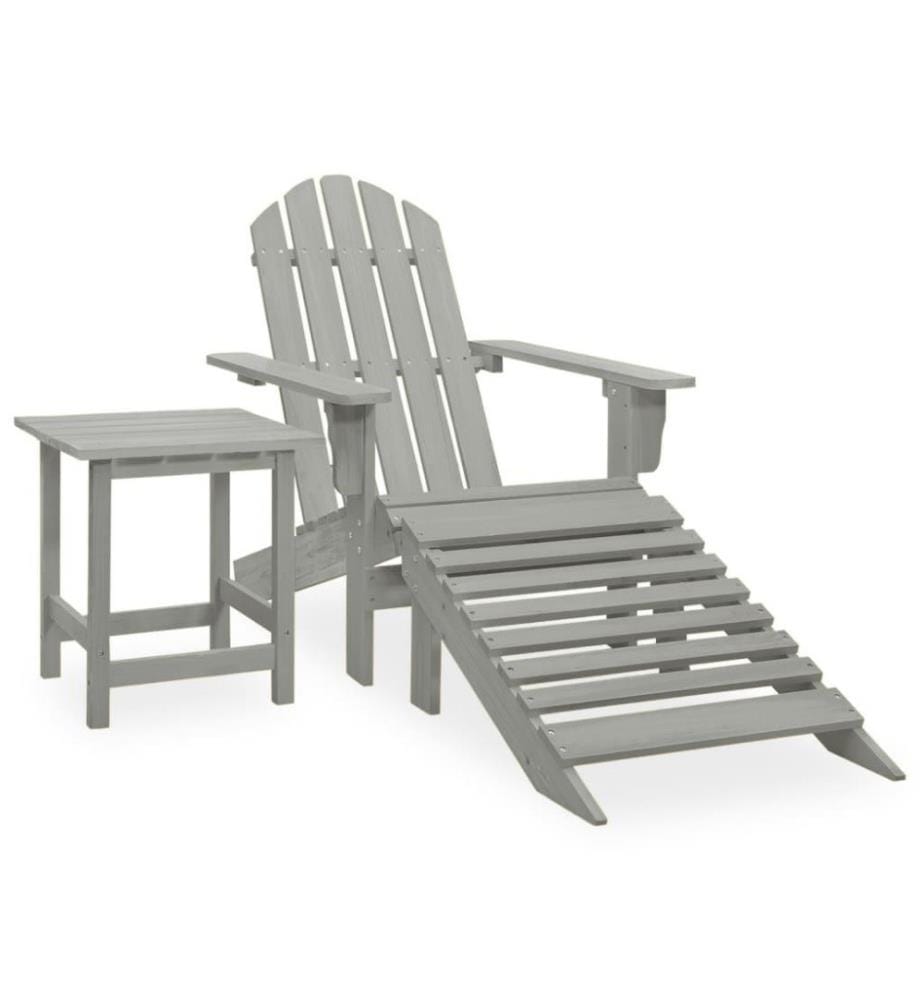 Adirondack-Gartenstuhl mit Fussstütze & Tisch Tannenholz Grau
