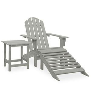 Adirondack-Gartenstuhl mit Fussstütze & Tisch Tannenholz Grau