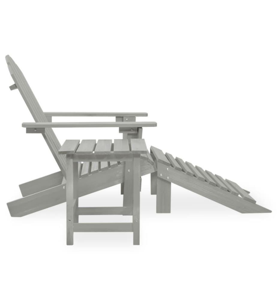 Adirondack-Gartenstuhl mit Fussstütze & Tisch Tannenholz Grau