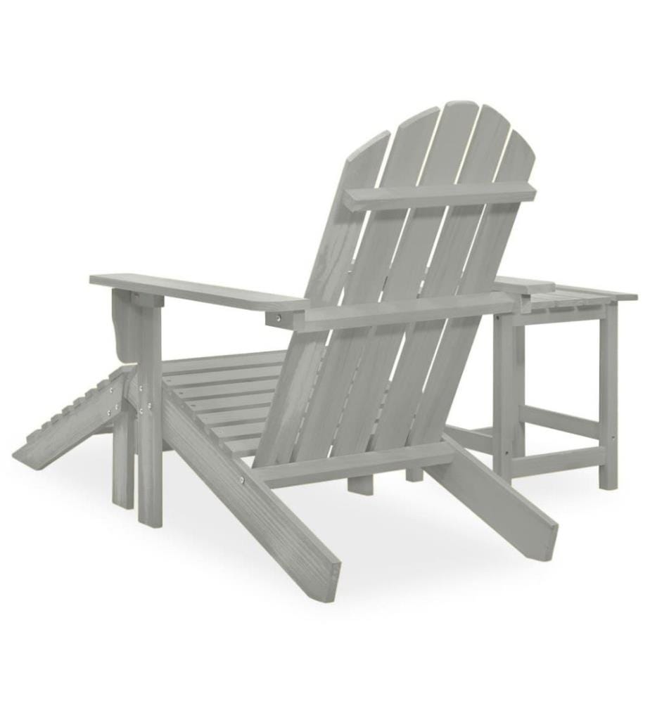 Adirondack-Gartenstuhl mit Fussstütze & Tisch Tannenholz Grau