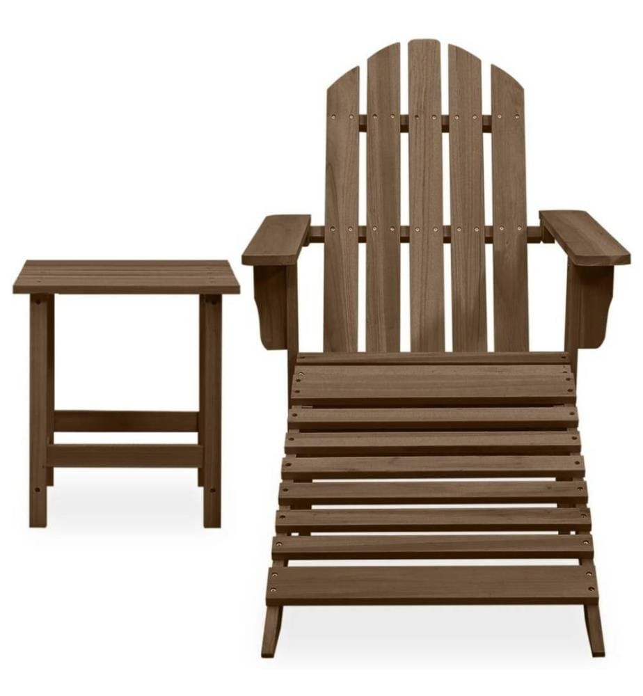 Adirondack-Gartenstuhl mit Fussstütze & Tisch Tannenholz Braun
