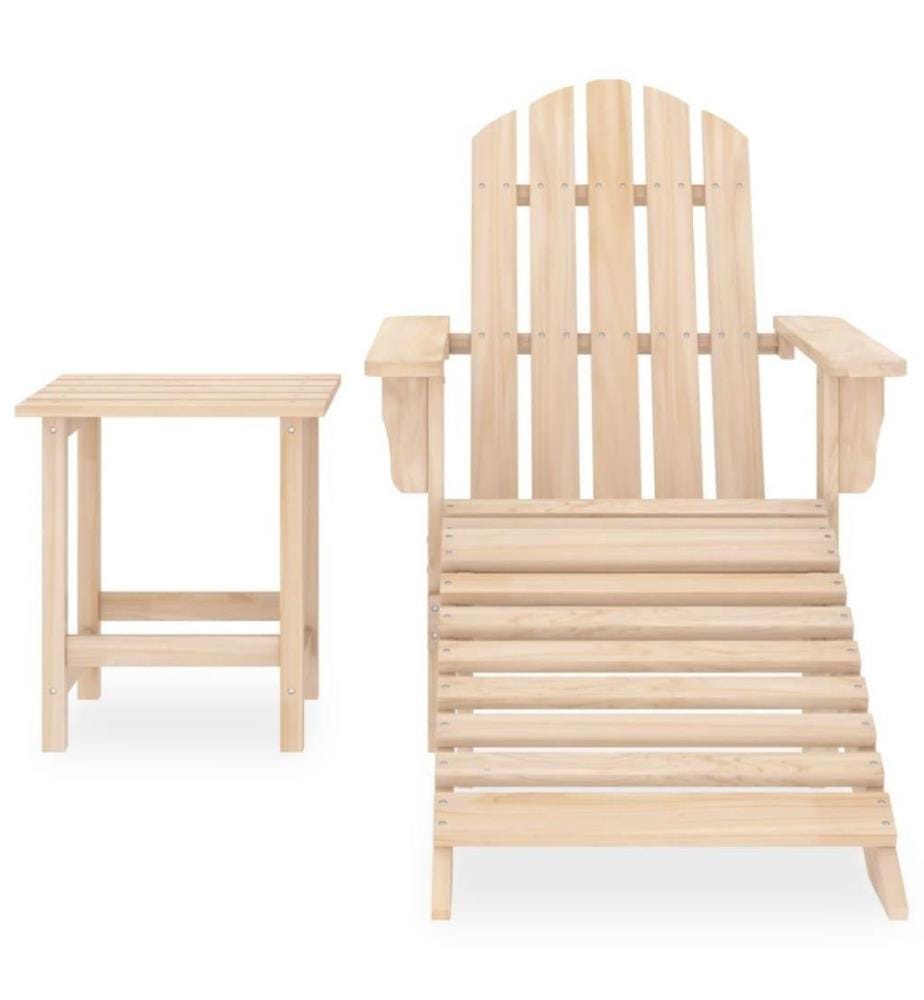 Adirondack-Gartenstuhl mit Fussstütze & Tisch Massivholz Tanne