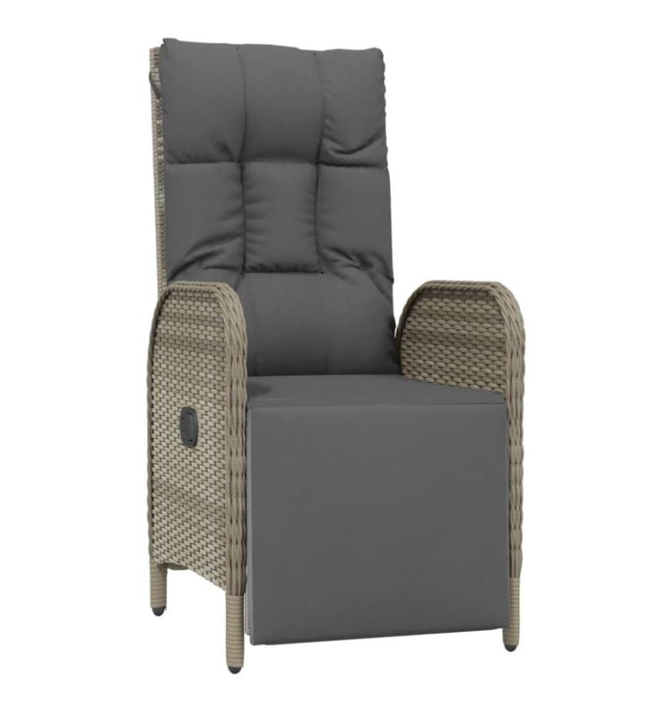 7-tlg. Garten-Essgruppe mit Kissen Grau Poly Rattan
