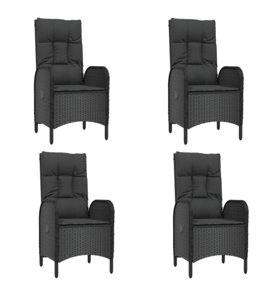 5-tlg. Garten-Essgruppe mit Kissen Schwarz Poly Rattan