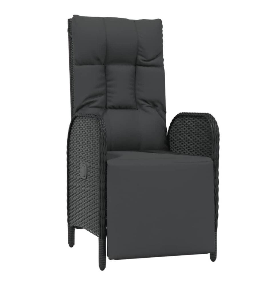 5-tlg. Garten-Essgruppe mit Kissen Schwarz Poly Rattan