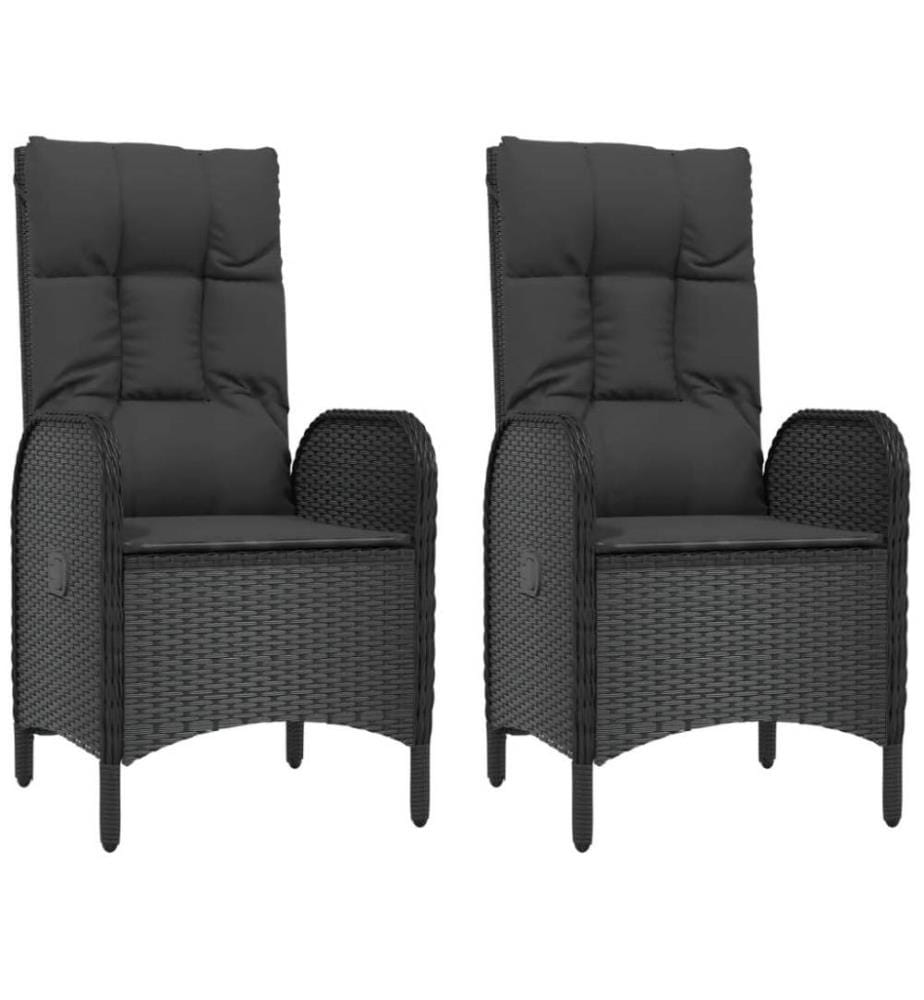 5-tlg. Garten-Essgruppe mit Kissen Schwarz Poly Rattan