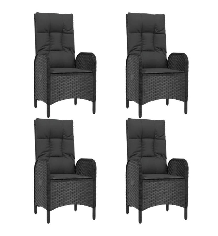 5-tlg. Garten-Essgruppe mit Kissen Schwarz Poly Rattan