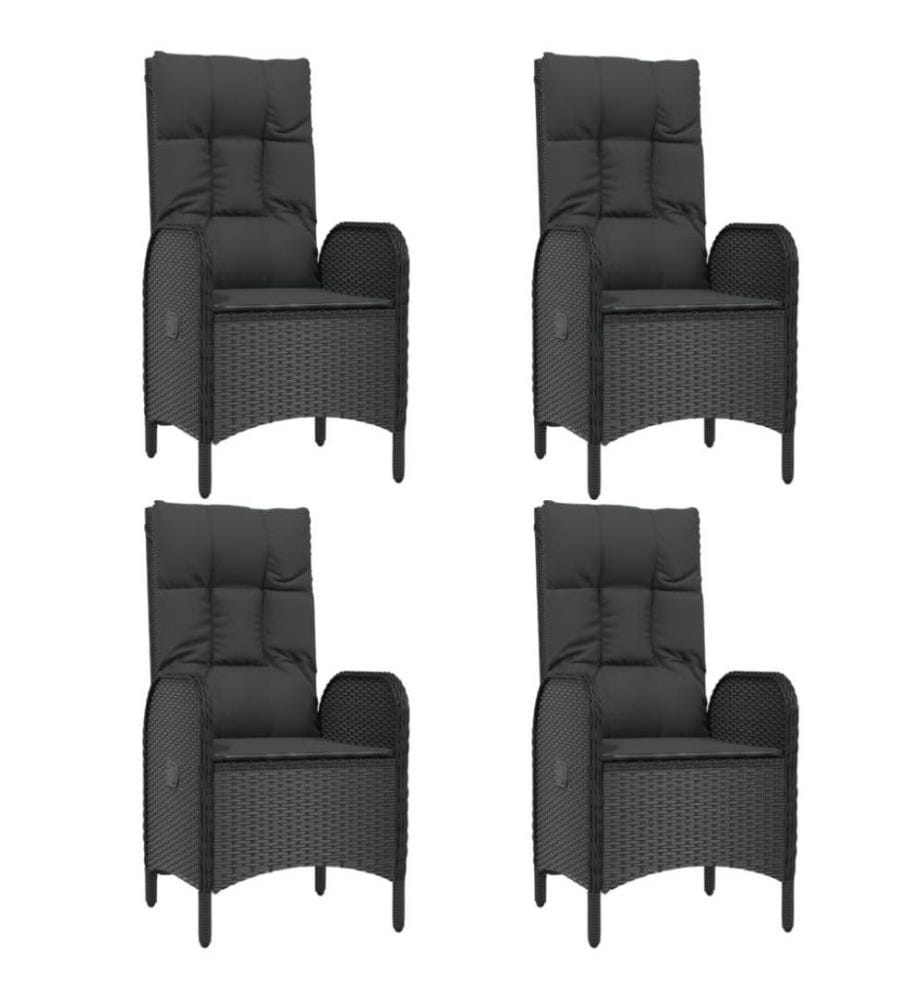 5-tlg. Garten-Essgruppe mit Kissen Schwarz Poly Rattan